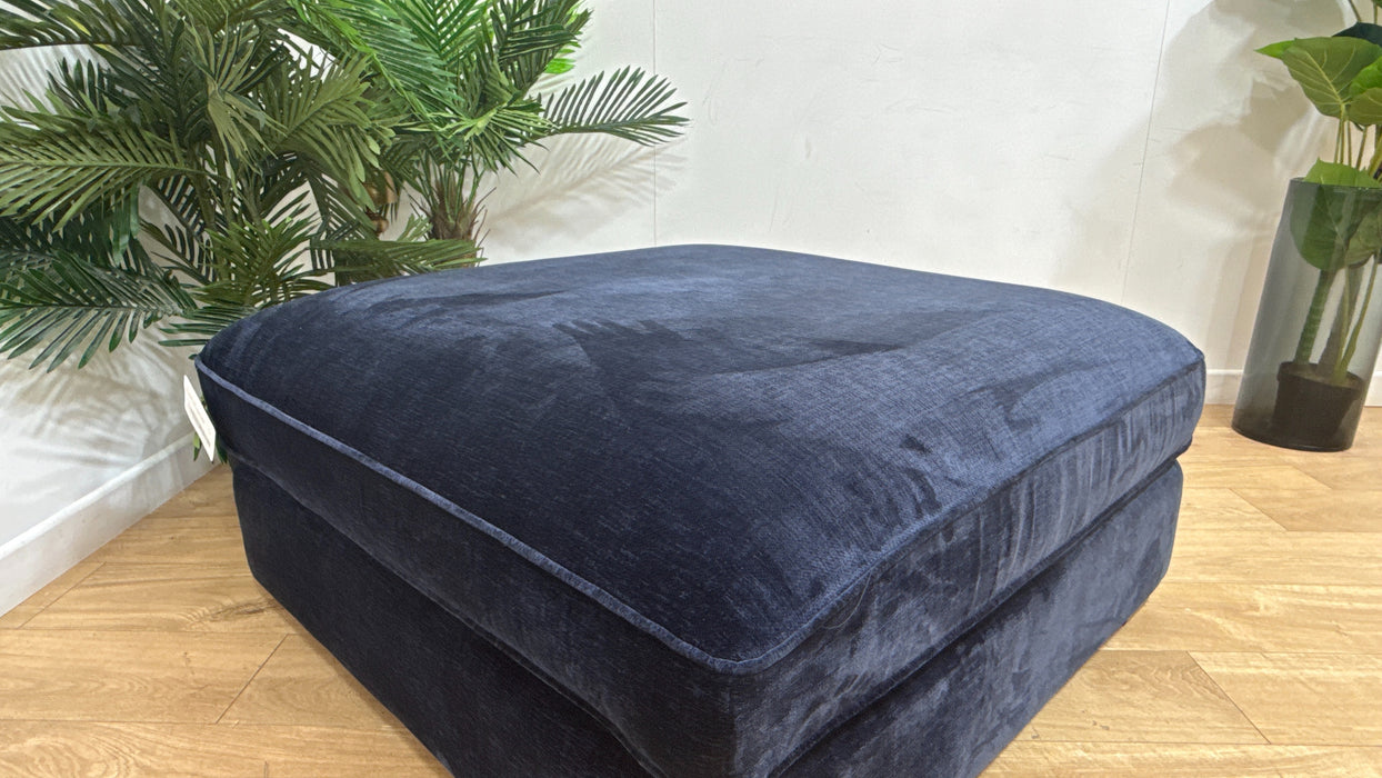 Sofology Cavalli Fabric Designer Footstool Foam Interior in Deluxe Chenille Denim