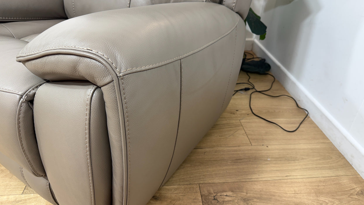Sofology Radleigh Leather Chair Power Recliner/Headrest in Trusty Soft Sheen Taupe