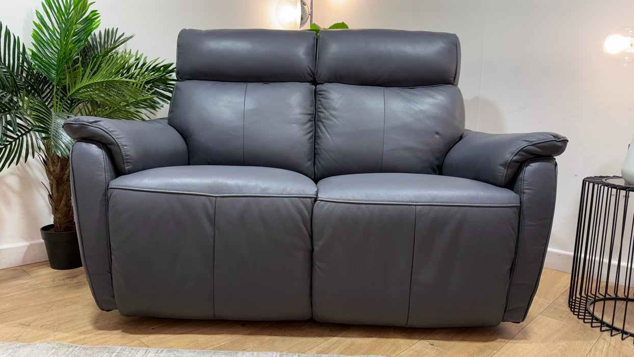 Sofology Parker Leather 2 Seater Power Recliner/Headrest in Trusty Sheen Lavendar Grey