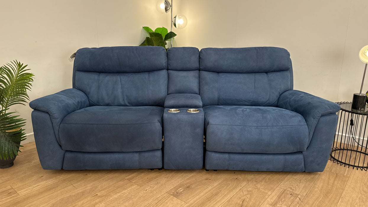 DFS Ronan Fabric Recliner 2 Seater in Blue