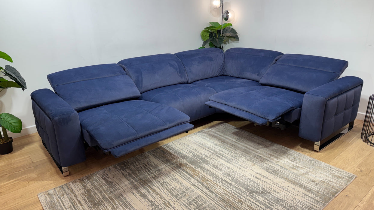 Sofology Marvella Fabric 3 Corner 1.5 Power Recliner/Headrest in Lifestyle Flecked Navy