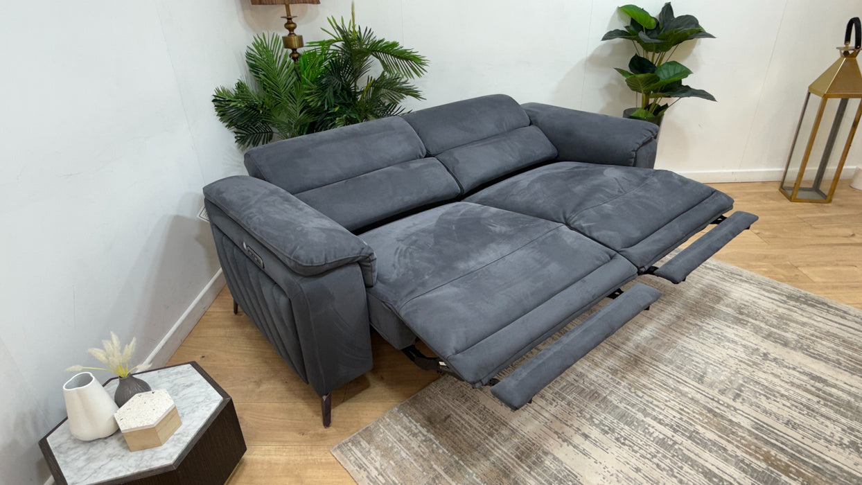Sofology Fratelli Fabric 2.5 Seater Power Recliner/Headrest in Lifestyle Nubuck Feel Charcoal