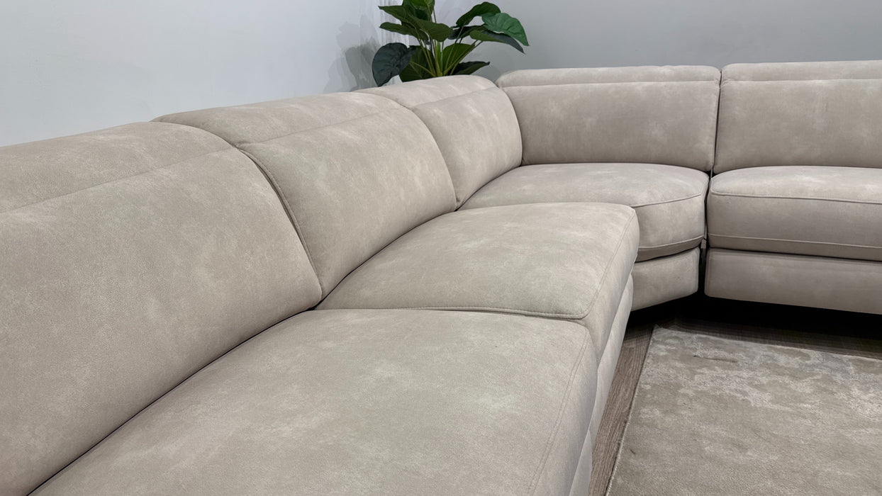 Sofology Ezra Fabric 3 Corner 3 Power Recliner/Headrest Heated Seats in Lifestyle Flecked Ivory