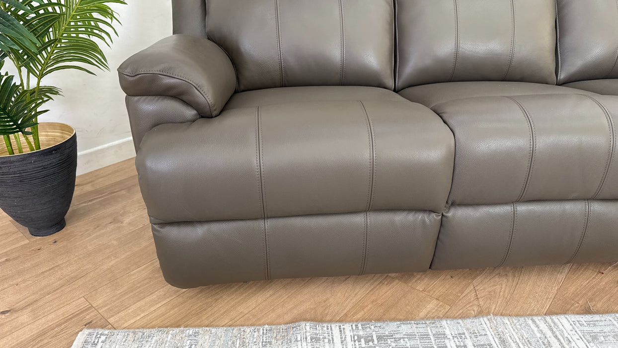 Gracie 3 Seater - Leather Sofa Power Recliner & Headrest - Urban Grey