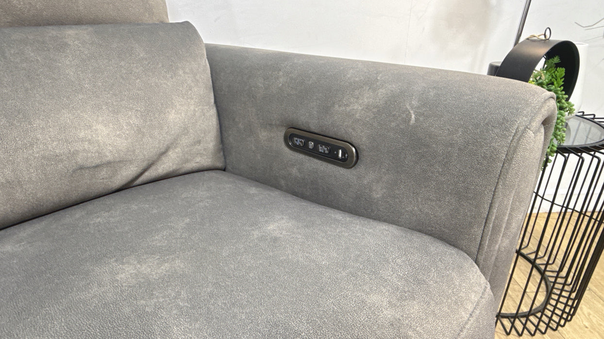 Sofology Ravello Fabric 3 Seater Power Recliner/Headrest in Lifestyle Flecked Mocha