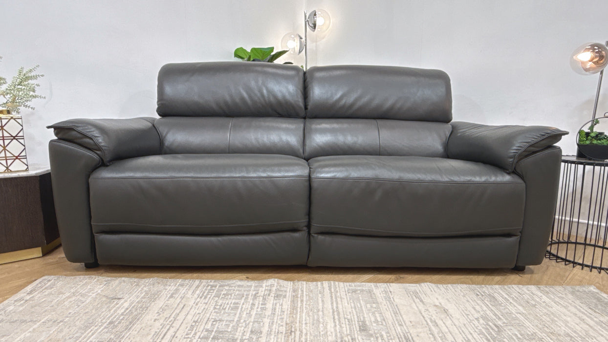 Sofology Hugo Leather 2.5 Seater in Trusty Embossed Charcoal