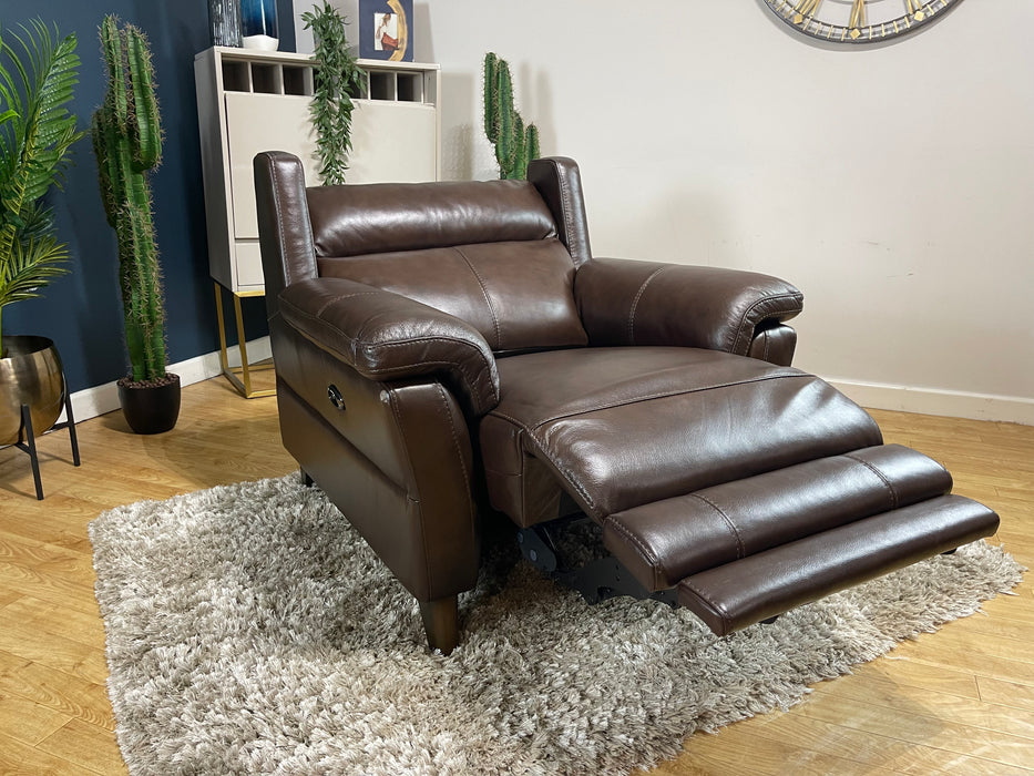 Lucca Metz Dark Brown Leather Chair Power Recliner (WA2)