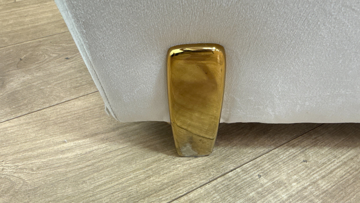 Sofology Oscar Fabric 3 Seater Gold Trim in Super Matt Velvet Ecru Mix