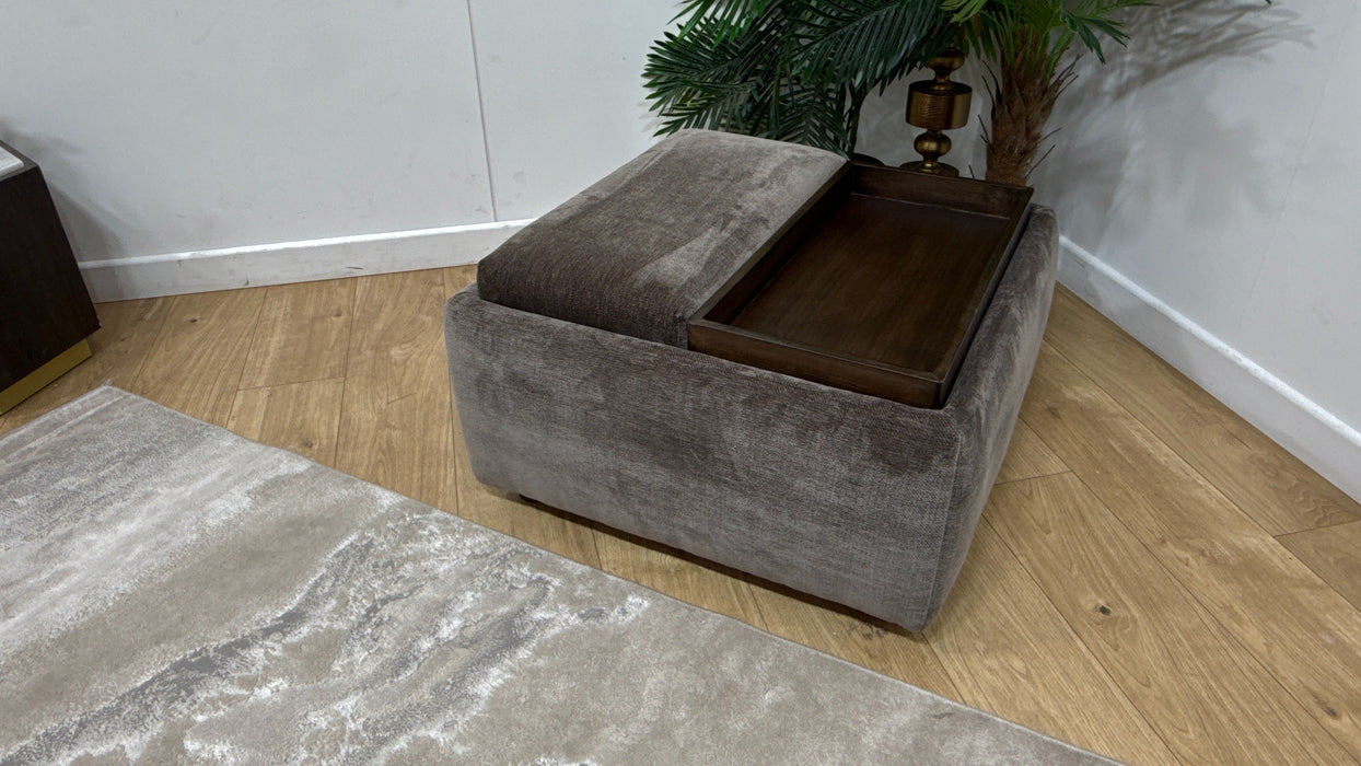 Sofology Rowan Fabric Designer Storage Footstool in Luxury Deep Pile Chenille Mole