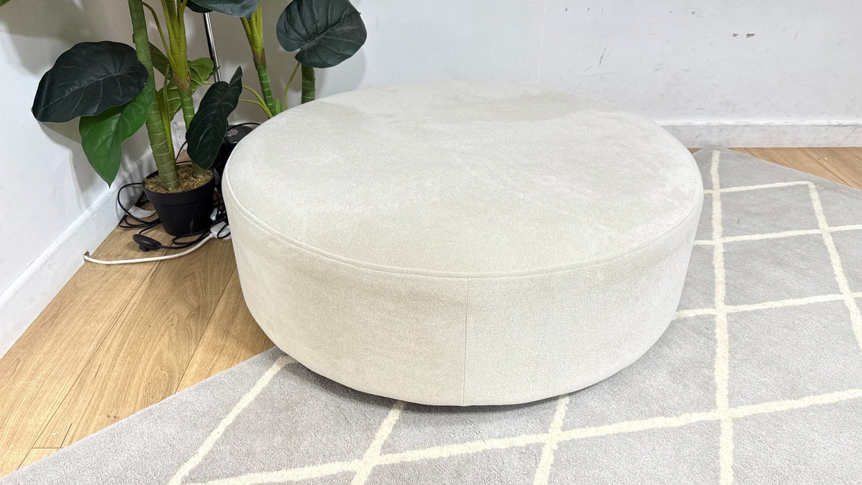 Sofology Ascot Fabric Designer Footstool in Textured Chenille Natural