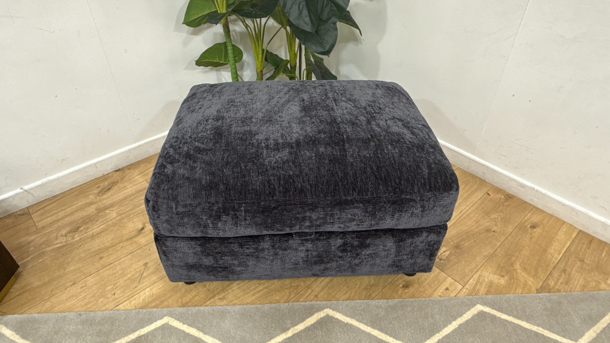 Sofology Bellagio Fabric Storage Footstool Feather Flex Filling in Chunky Luxe Chenille Ink