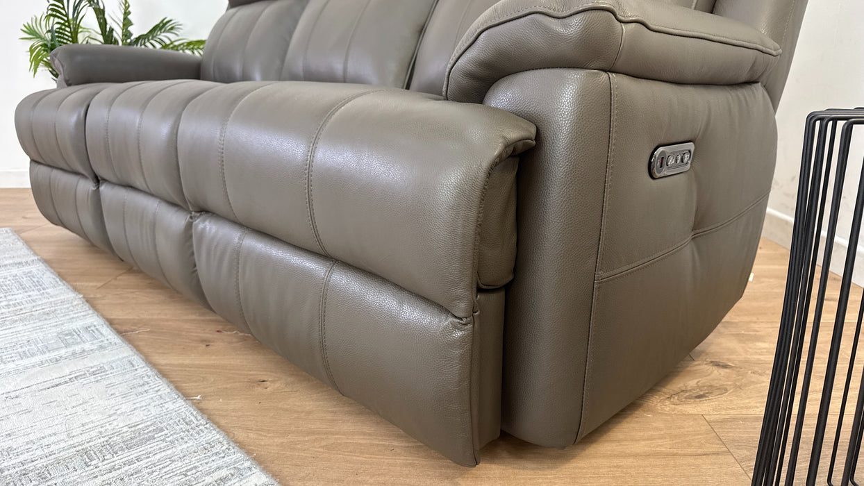 Gracie 3 Seater - Leather Sofa Power Recliner & Headrest - Urban Grey