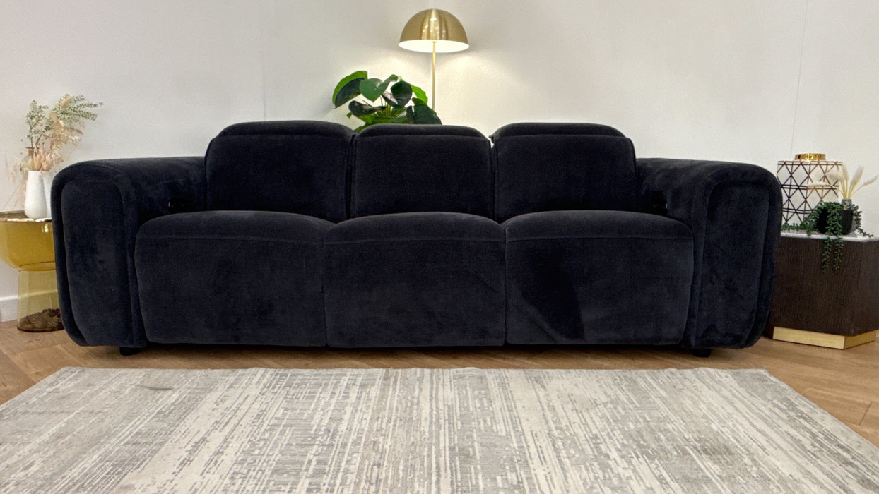 Sofology Premiere Fabric 3 Seater Power Recliner in Relaxed Chenille Ink