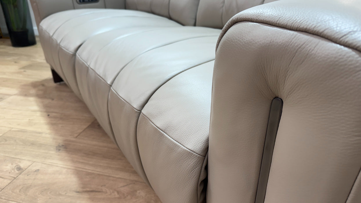 Sofology Paramount Leather 2.5 Seater Power Recliner/Headrest in Trusty Embossed Stone