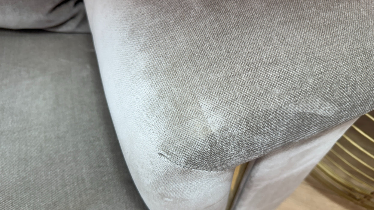 Sofology Oscar Fabric 3 Seater Gold Trim in Fine Textured Chenille Stone
