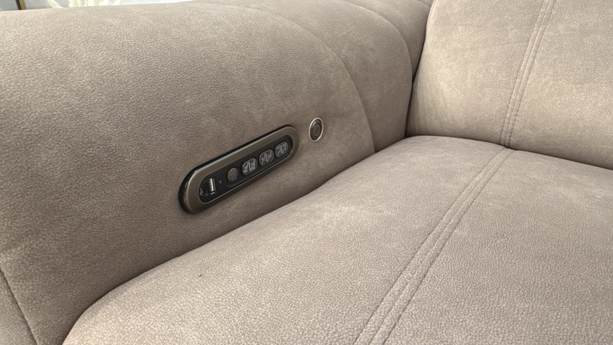 Sofology Allure Fabric 2 Seater Power Recliner/Headrest Heated Seats Lumbar Support in Lifestyle Flecked Fabric Nutmeg