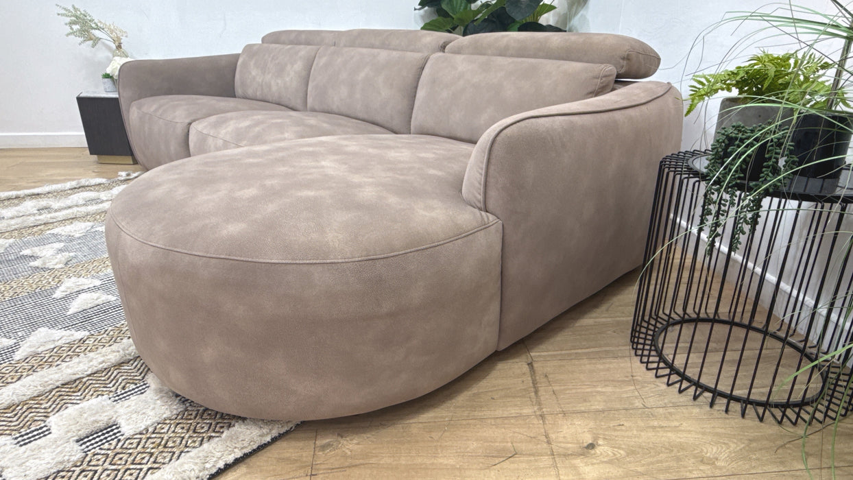 Sofology Serene Fabric 3 Seater Chaise Power Recliner Mottled Latte