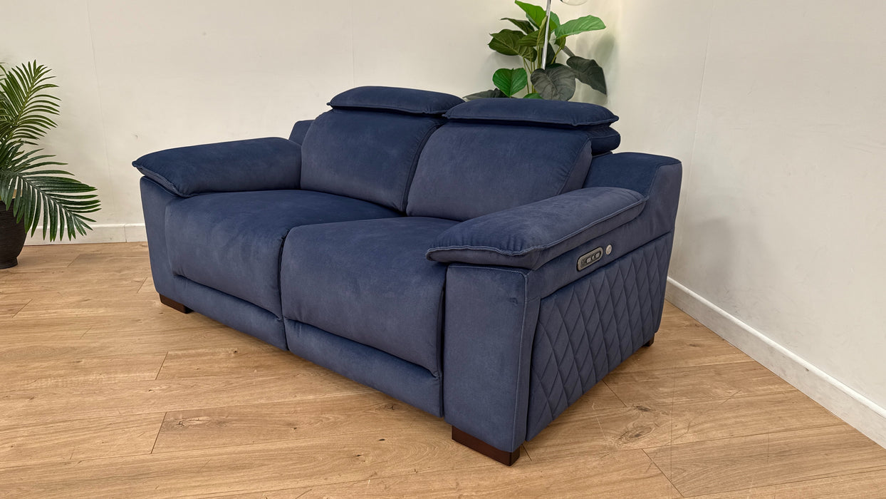 Sofology Benz Fabric 2 Seater Power Headrest/Recliner Heated Seat in Lifestyle Flecked Navy