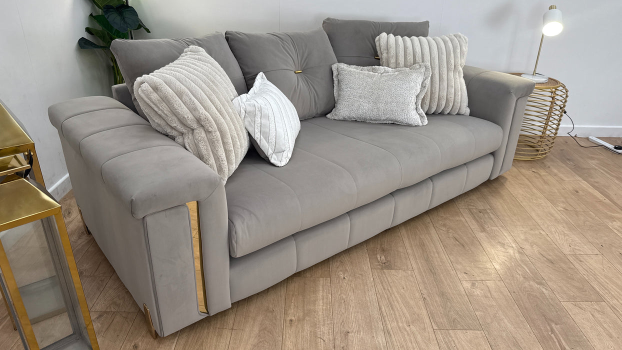 Sofology The Oscar 3 Seater Fabric Sofa in Super Matt Velvet Pebble Mix