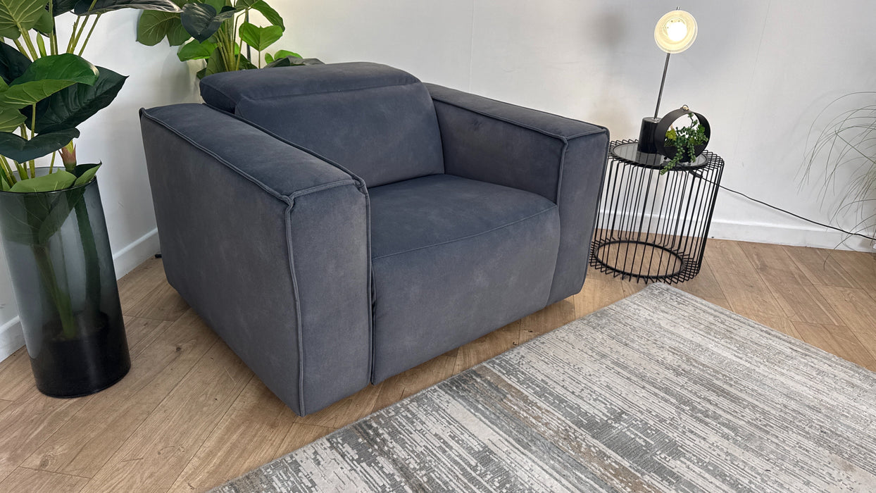 Sofology The Horizon Fabric Loveseat Power Recliner/Headrest in Lifestyle Flecked Charcoal