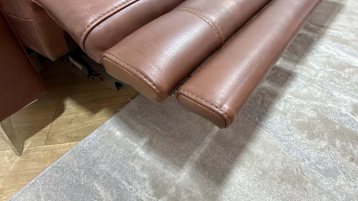 Sofology Illinois Leather 3 Seater Power Recliner/Headrest in Relaxed Soft Brown