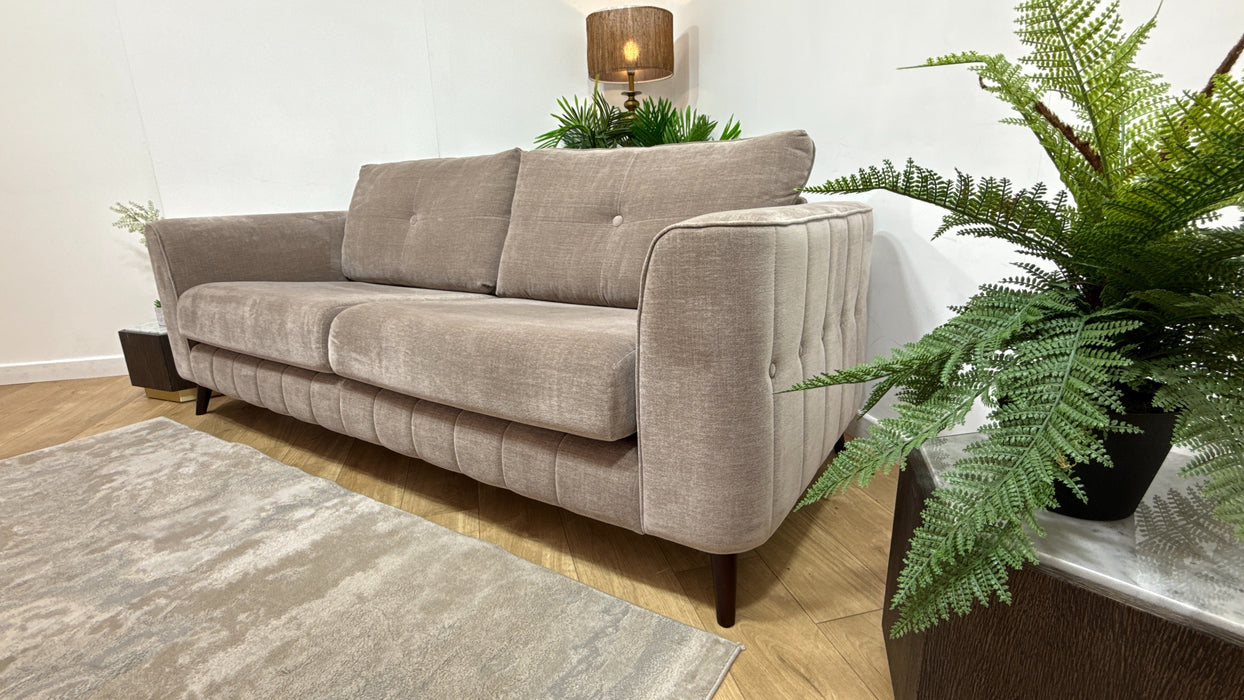 Sofology Remy Fabric 4 Seater in Soft Chenille Wicker Mix With Wicker Piping