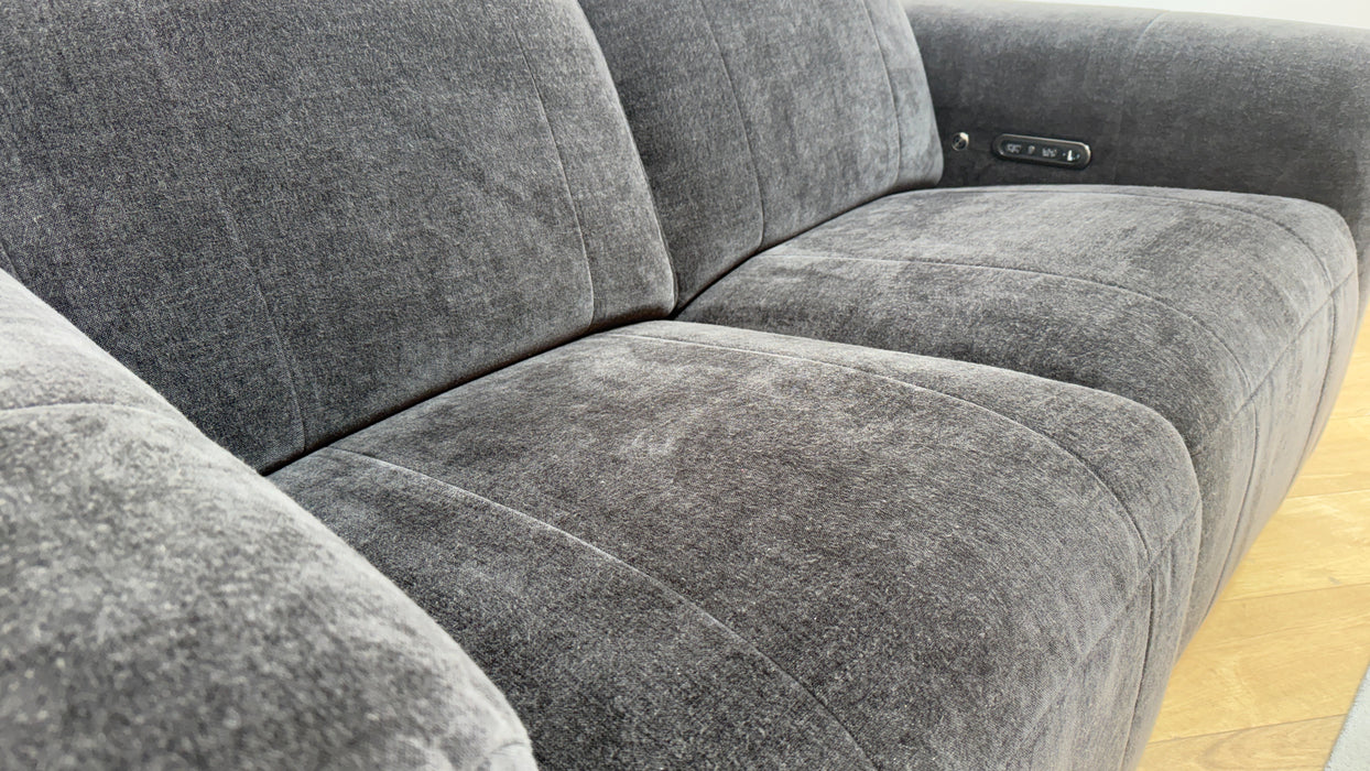 Sofology Lumiere Fabric 2 Seater Power Recliner/Headrest in Relaxed Chenille Raisin