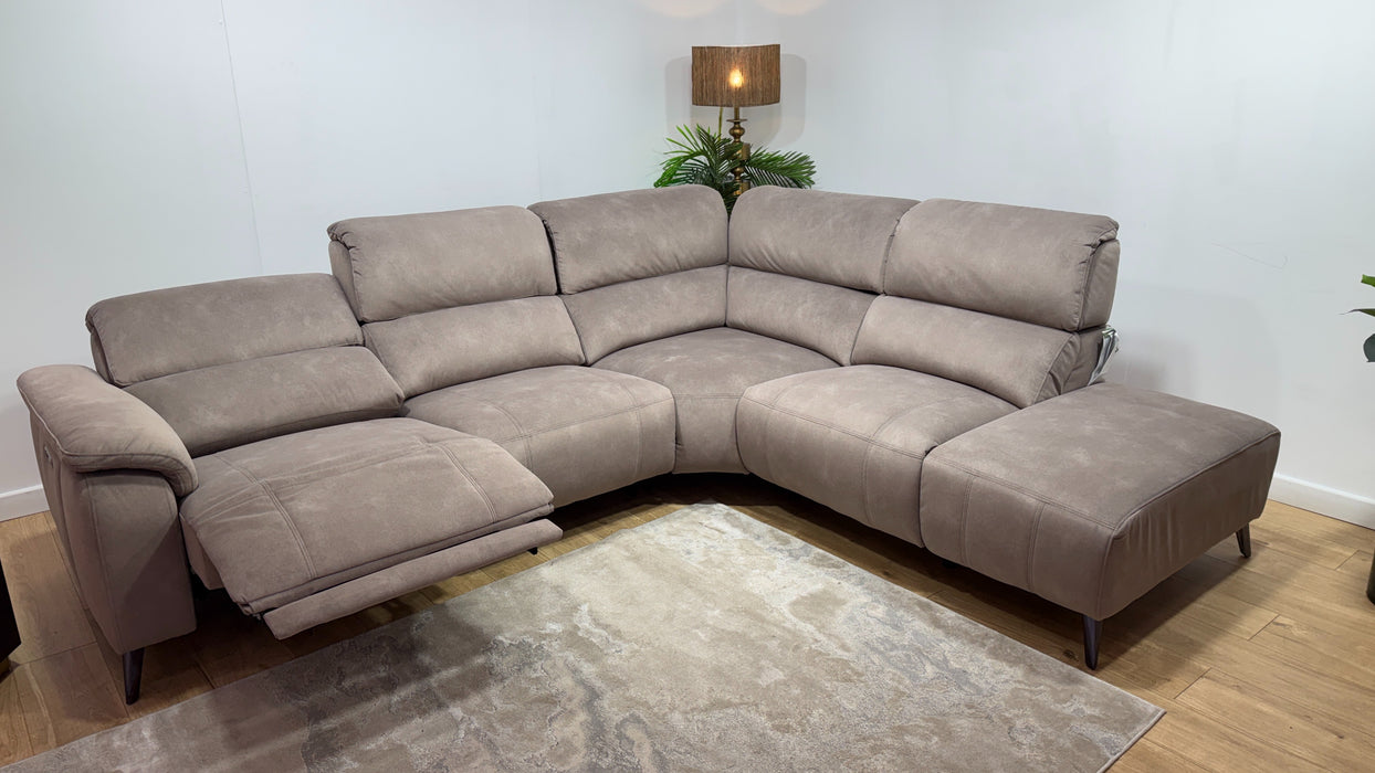 Sofology Bailey 3 Chaise Corner 3 Power Recliner In Lifestyle Flecked Fabric Nutmeg