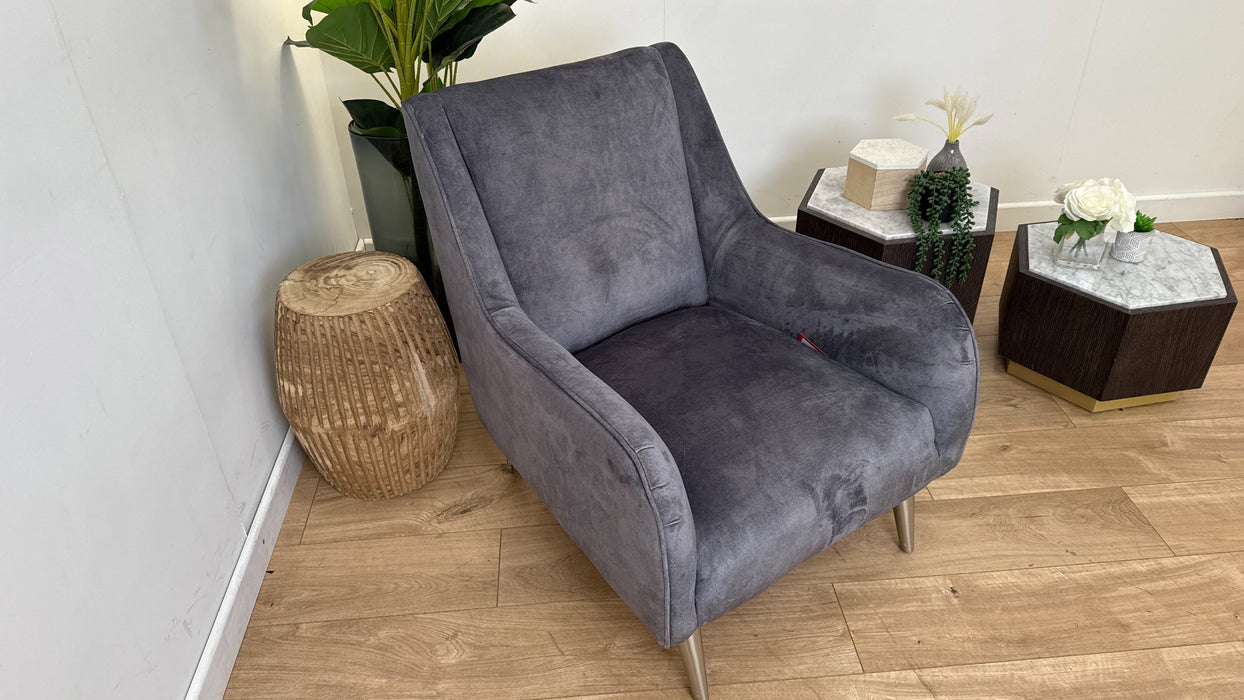 Topham - Fabric Accent Chair - Velvet Grey