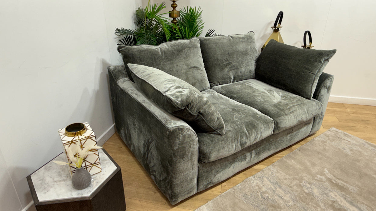 Sofology Georgio Fabric 2 Seater Feather Flex Seats in Luxe Chenille Alpine Green