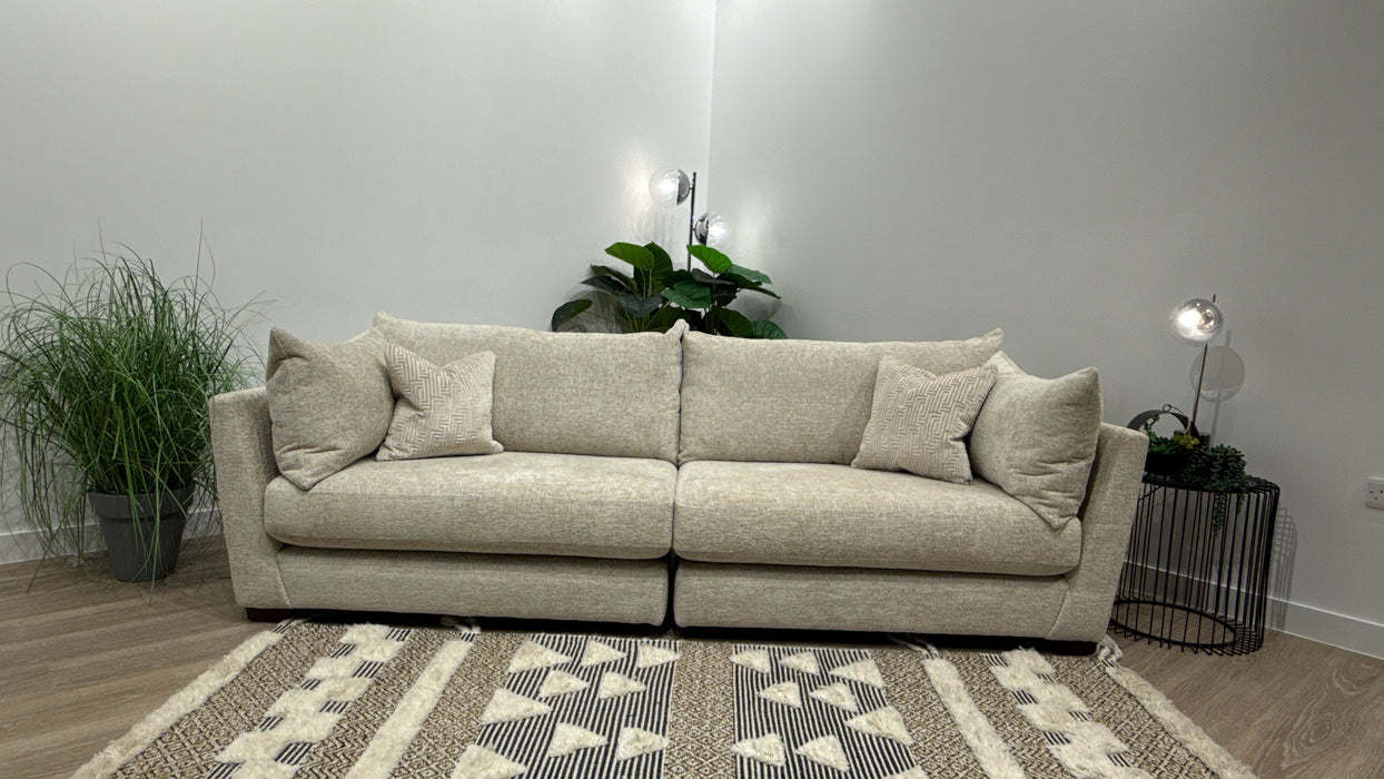 Sofology The Tallulah 4 Seater Split Fabric Sofa in Basketweave Chenille Cream Mix