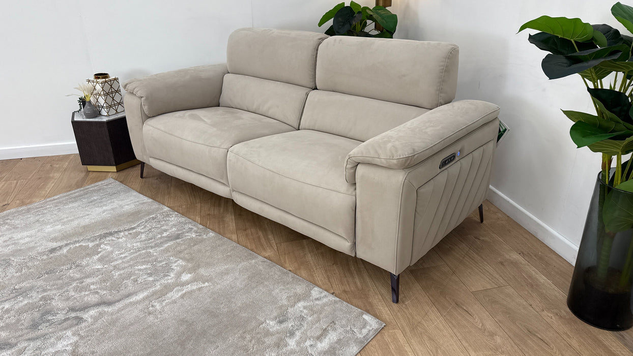 Sofology The Fratelli Fabric 2.5 Seater Power Recliner/Headrest in Lifestyle Nubuck Feel Stone