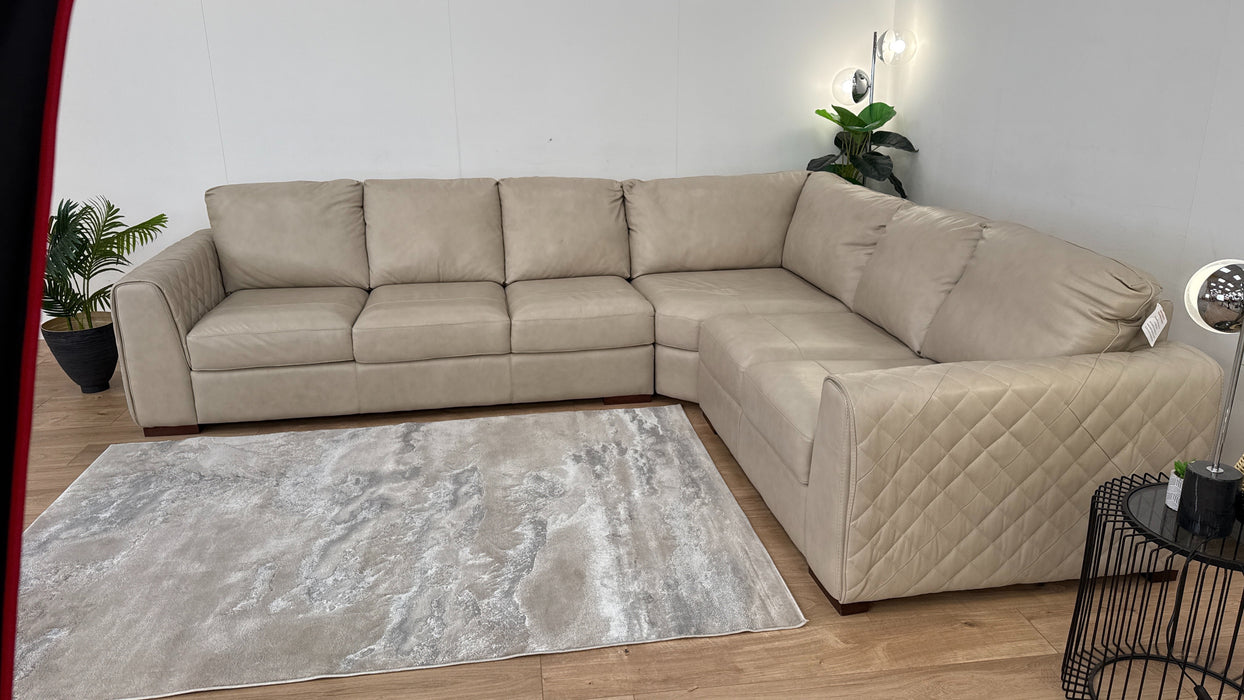 Mazzini 3 Corner 2 - Leather Sofa - Dakota Ice