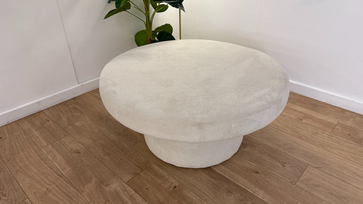 Sofology Luella Fabric Large Designer Footstool in Soft Sherpa Natural