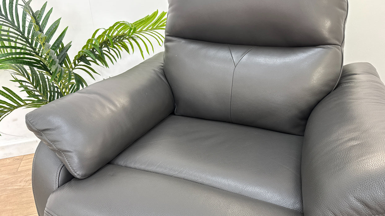 Sofology Albion Leather Chair Manual Recliner in Trusty Sheen Charcoal