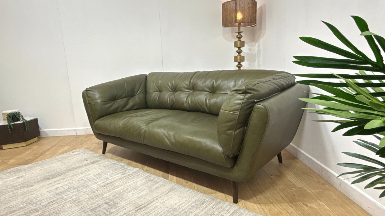 Sofology Hygge Leather 3 Seater in Relaxed Soft Olive