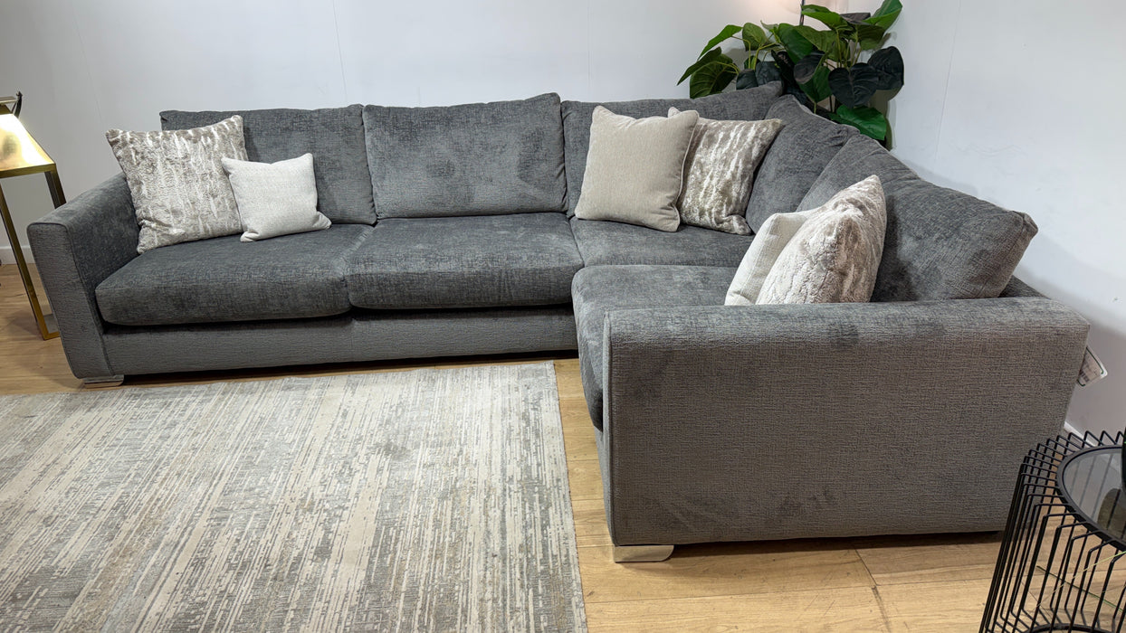 Sofology Majestica Fabric 3 Corner 1 in Teddy Chenille Grey Mix