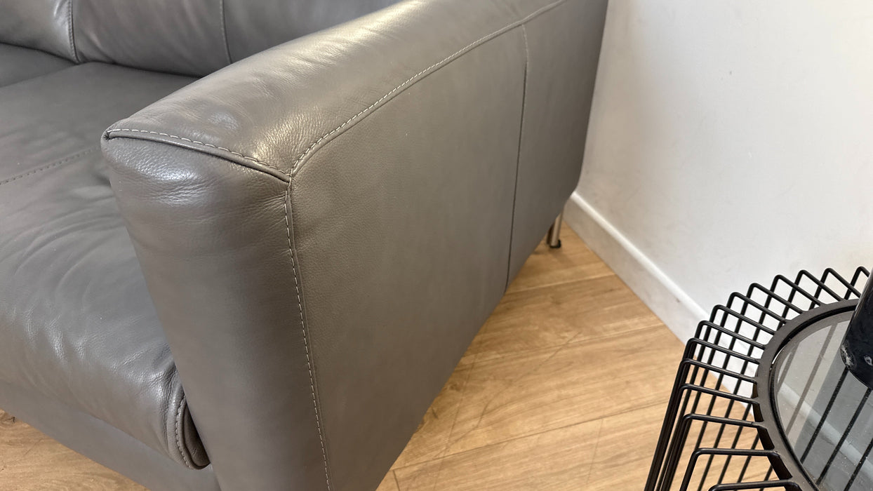 Sofology The Massimo 3 Seater Leather Sofa in Caruso Fog