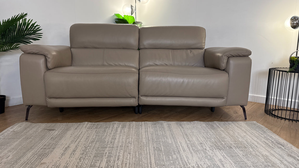 Sofology The Fratelli Leather 2.5 Seater Power Recliner/Headrest in Trusty Embossed Stone