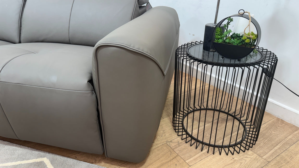 Sofology Riviera Leather 2.5 Seater Power Recliner/Headrest in Trusty Super Matt Storm Grey