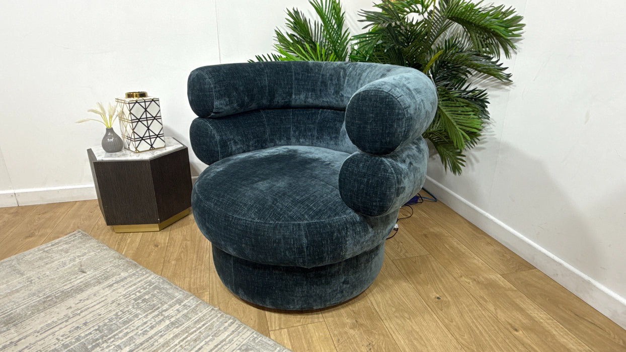 Sofology Fitzrovia Fabric Accent Swivel Chair in Luxury Chenille Teal