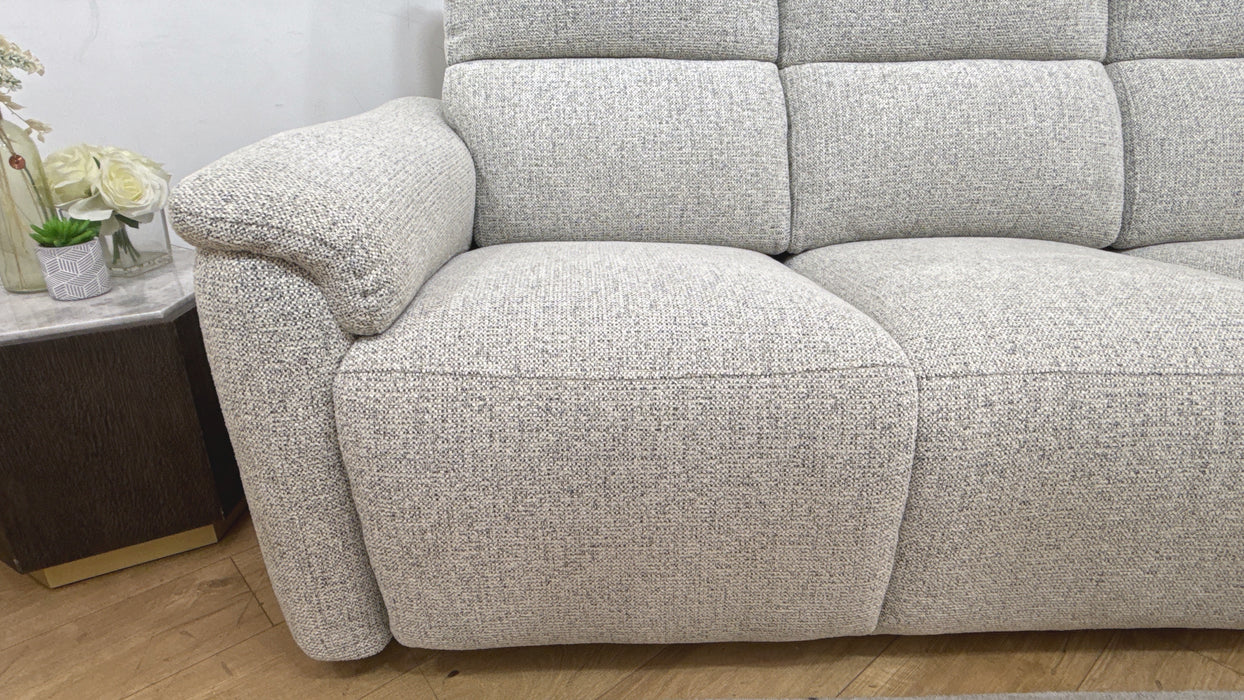 Sofology Ripley Fabric 3 Seater Power Recliner/Headrest Lumbar Support in Woven Textured Monochrome