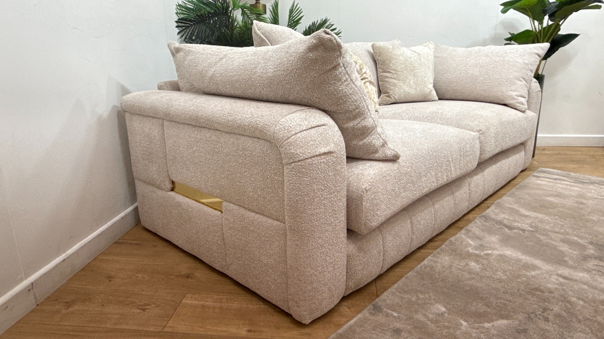 Sofology Westwood Fabric 3 Seater Gold Trim in Teddy Chenille Mist Mix
