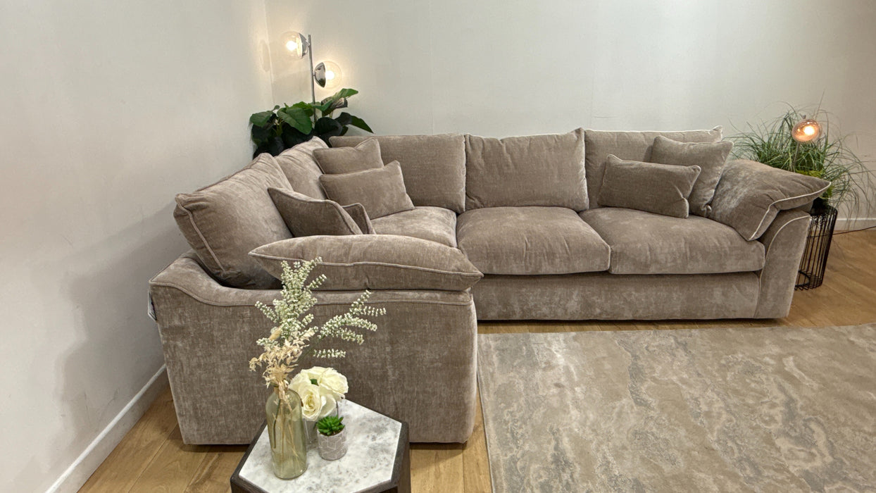 Sofology Georgio Fabric 1 Corner 3 Extra Flex Seats in Luxe Chenille Stone
