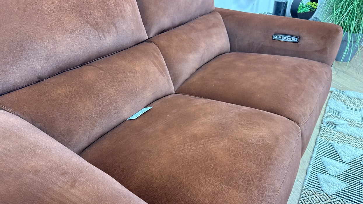 Sofology Arlington Fabric 2 Seater Power Recliner/Headrest Lumbar Support in Lifestyle Mottled Rust