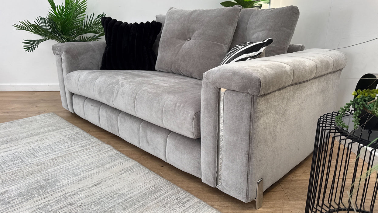 Sofology Oscar 2 Seater Fabric Sofa in Textured Chenille Silver