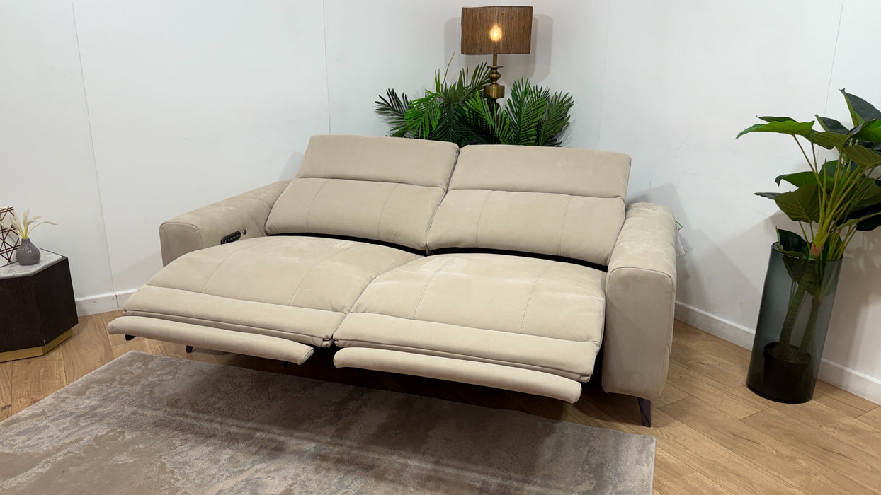 Sofology Allure Fabric 2.5 Seater Power Recliner/Headrest Heated Seats Lumbar Support in Lifestyle Nubuck Feel Stone