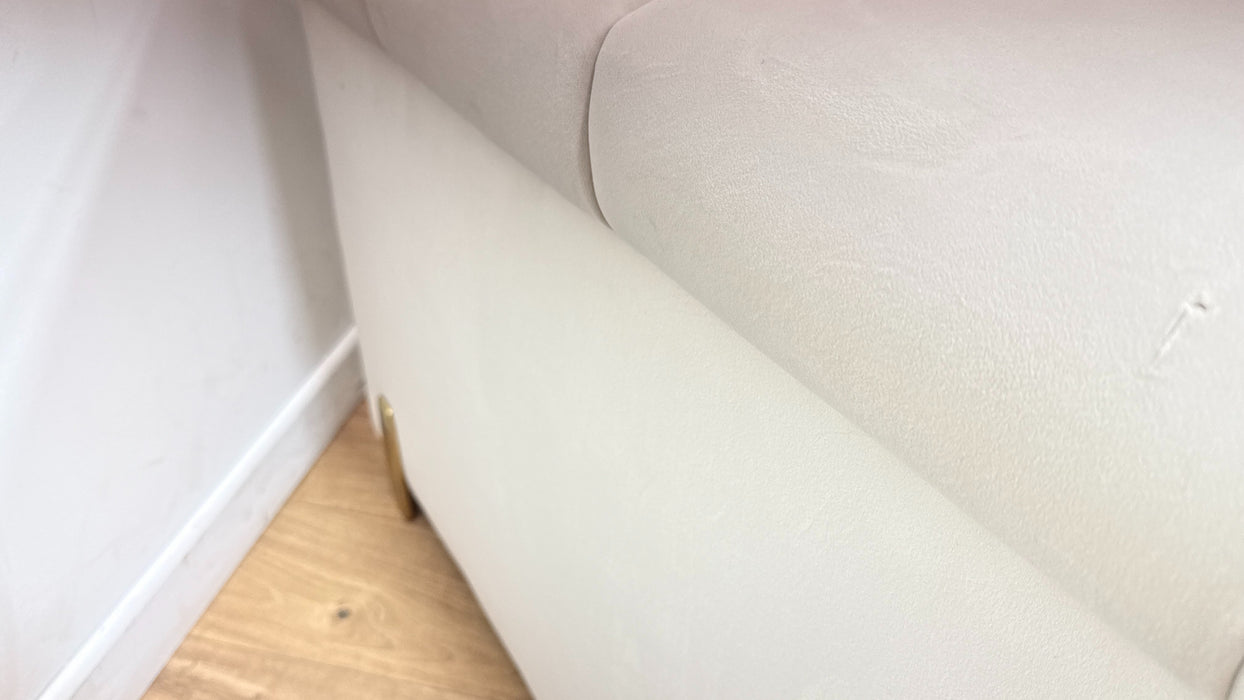 Sofology Oscar Fabric 3 Seater Gold Trim in Super Matt Velvet Ecru Mix
