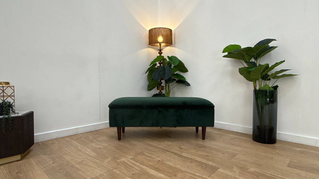 Sofology The Islington Fabric Ottoman Storage Footstool in Sleek Green