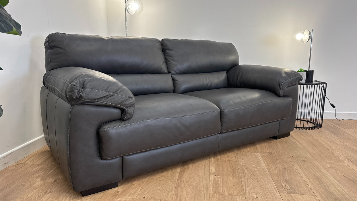 Santino 2 Seat - Leather Sofa - Caruso Slate